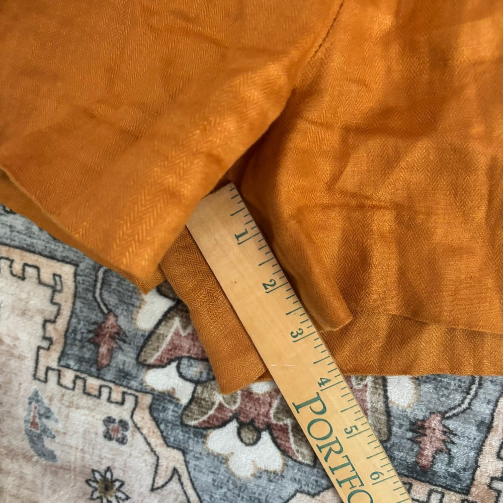 J.Crew Burnt Orange Linen Herringbone Smocked Waist Bow Shorts Resort Sz Medium - Picture 9 of 12
